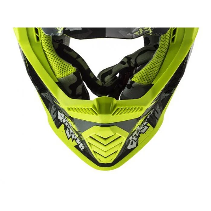 LS2 MX437 FAS EVO II MINI CRUSHER BLACK YELLOW vaikiškas krosinis šalmas S