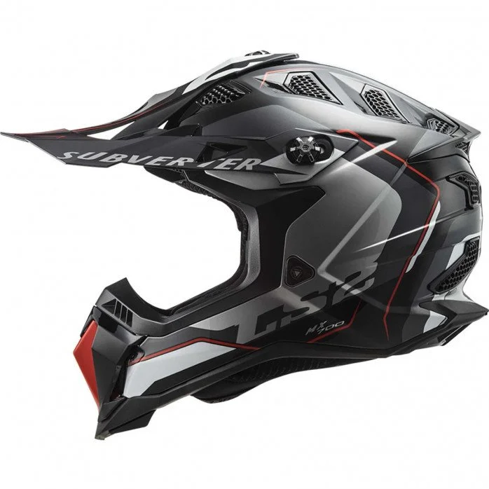 LS2 MX700 SUBVERTER ARCHED ŠALMAS JUODA PILKA XS