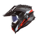 LS2 MX701 EXPLORER CARBON FRONTIER G.TITANIUM RED ADENTURE ŠALMAS XS