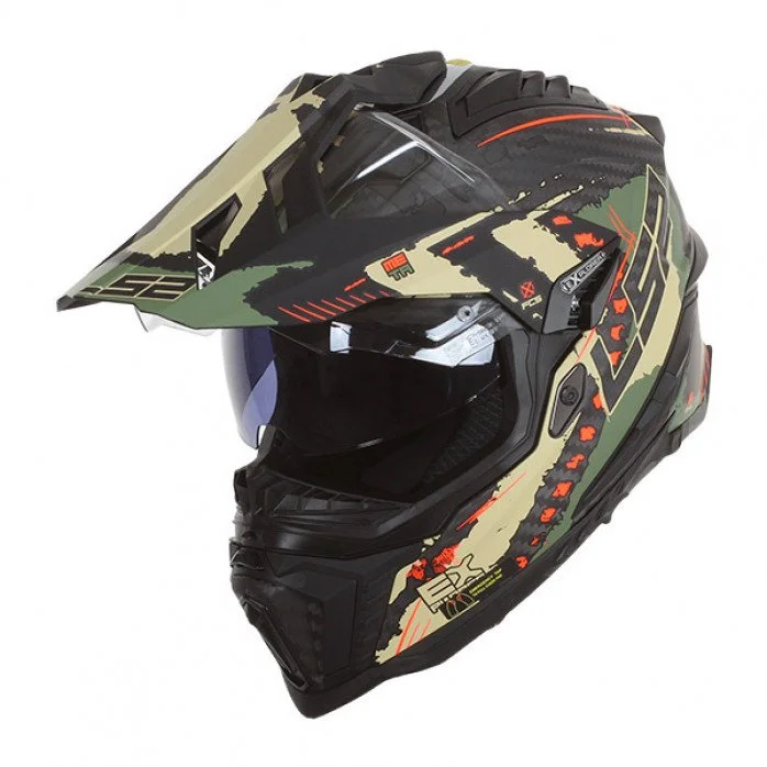 LS2 MX701 C EXPLORER CARBON EXTEND MATT MILITARY GREEN ADVENTURE ŠALMAS M