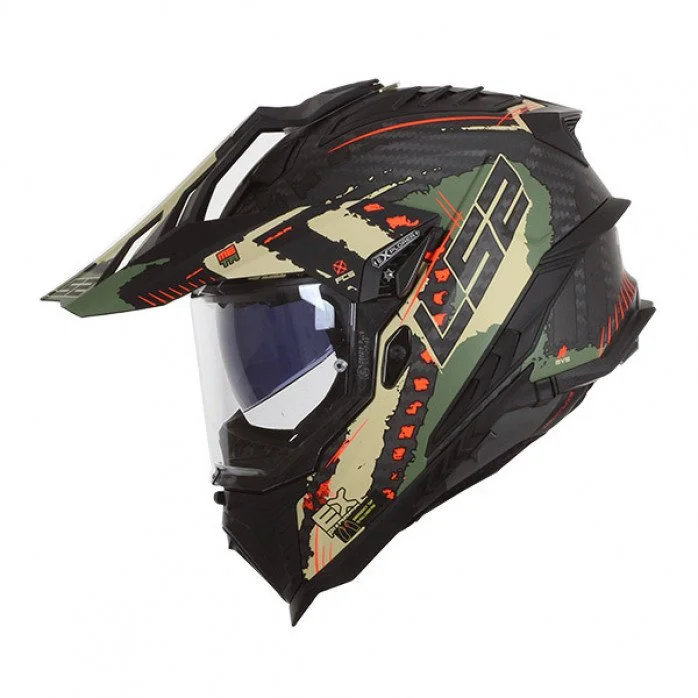 LS2 MX701 C EXPLORER CARBON EXTEND MATT MILITARY GREEN ADVENTURE ŠALMAS M