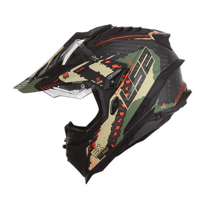 LS2 MX701 C EXPLORER CARBON EXTEND MATT MILITARY GREEN ADVENTURE ŠALMAS M