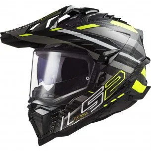 LS2 MX701 EXPLORER EDGE CARBON ADVENTURE ŠALMAS - JUODA/GELTONA - 3XL