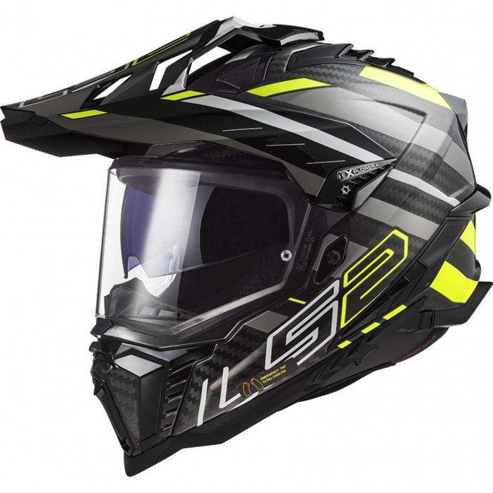 LS2 MX701 EXPLORER EDGE CARBON ADVENTURE ŠALMAS - JUODA/GELTONA - M