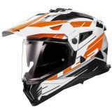 LS2 MX702 PIONEER II NAMIB WHITE ORANGE šalmas XXL