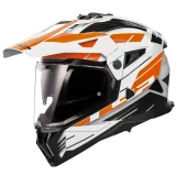 LS2 MX702 PIONEER II NAMIB WHITE ORANGE šalmas S