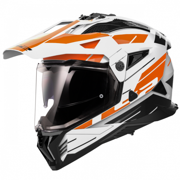 LS2 MX702 PIONEER II NAMIB WHITE ORANGE šalmas XXL