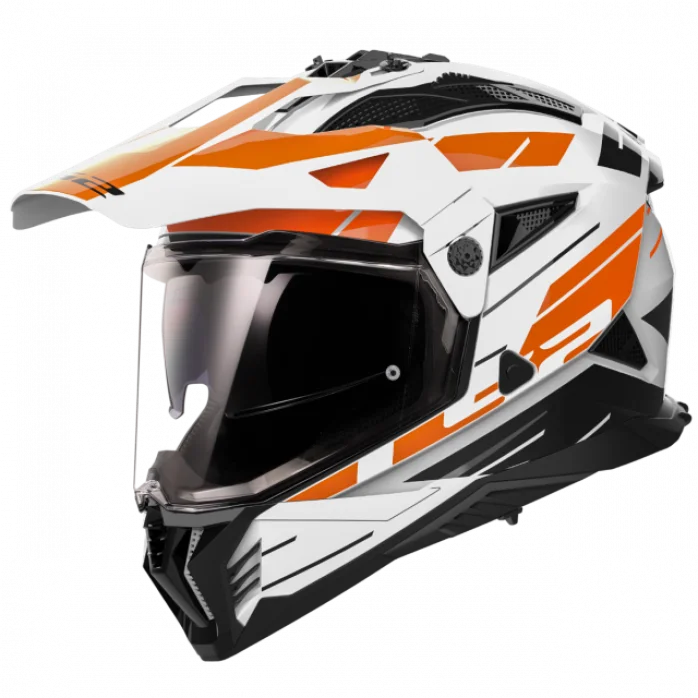 LS2 MX702 PIONEER II NAMIB WHITE ORANGE šalmas S