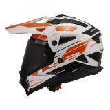 LS2 MX702 PIONEER II NAMIB WHITE ORANGE šalmas S