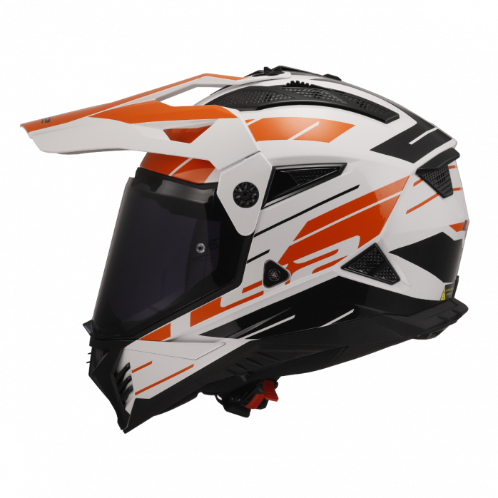 LS2 MX702 PIONEER II NAMIB WHITE ORANGE šalmas XXL