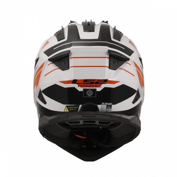 LS2 MX702 PIONEER II NAMIB WHITE ORANGE šalmas S