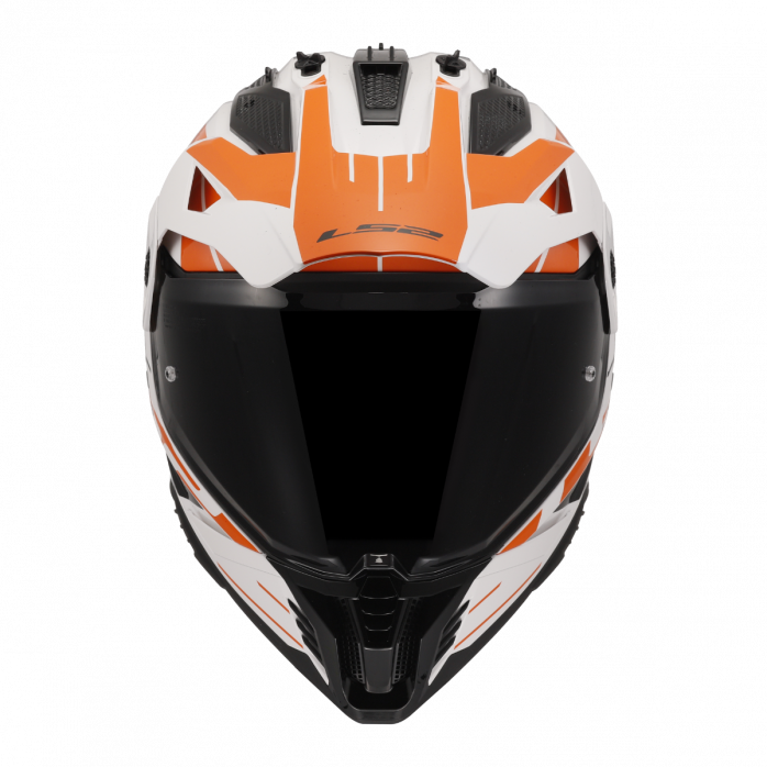 LS2 MX702 PIONEER II NAMIB WHITE ORANGE šalmas XXL