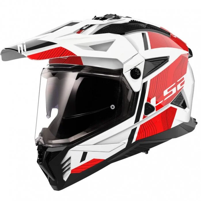 LS2 MX702 PIONEER II HILL WHITE RED šalmas S