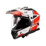 LS2 MX702 PIONEER II HILL WHITE RED šalmas S