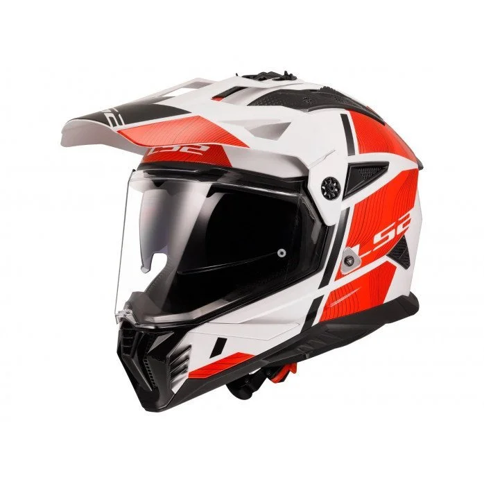LS2 MX702 PIONEER II HILL WHITE RED šalmas S