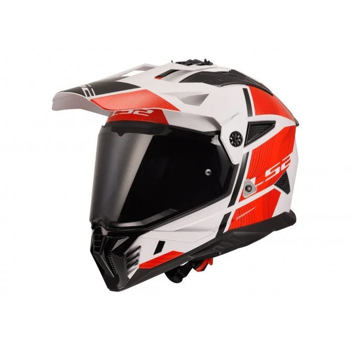 LS2 MX702 PIONEER II HILL WHITE RED šalmas S