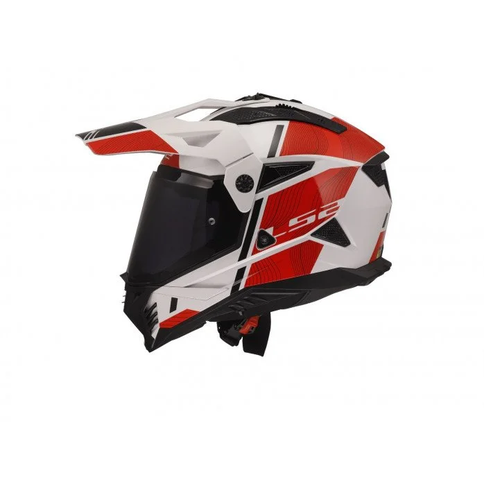 LS2 MX702 PIONEER II HILL WHITE RED šalmas S