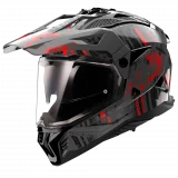LS2 MX702 PIONEER II CRAZY BLACK RED šalmas M