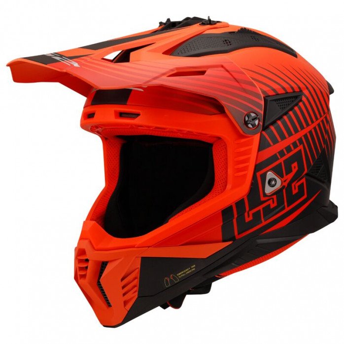 LS2 MX708 FAST II DUCK MH-V ORANGE RED šalmas S