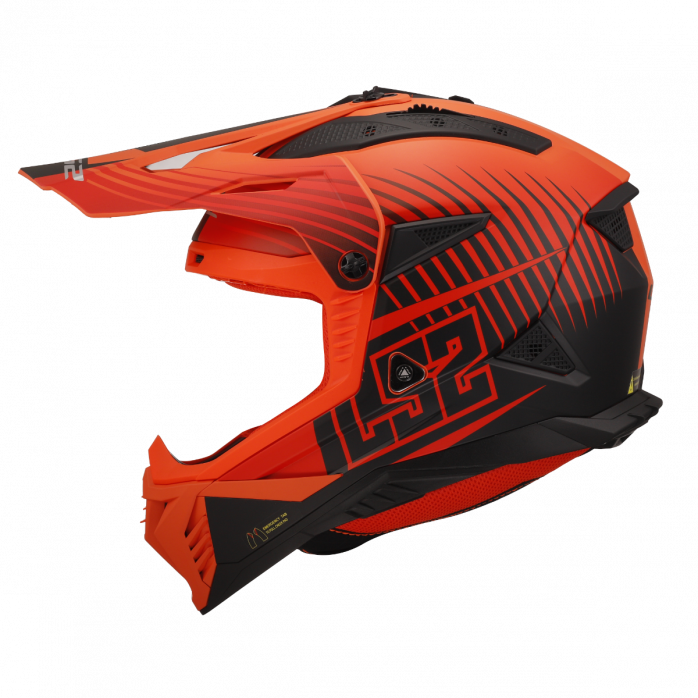 LS2 MX708 FAST II DUCK MH-V ORANGE RED šalmas S