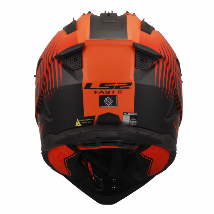 LS2 MX708 FAST II DUCK MH-V ORANGE RED šalmas S