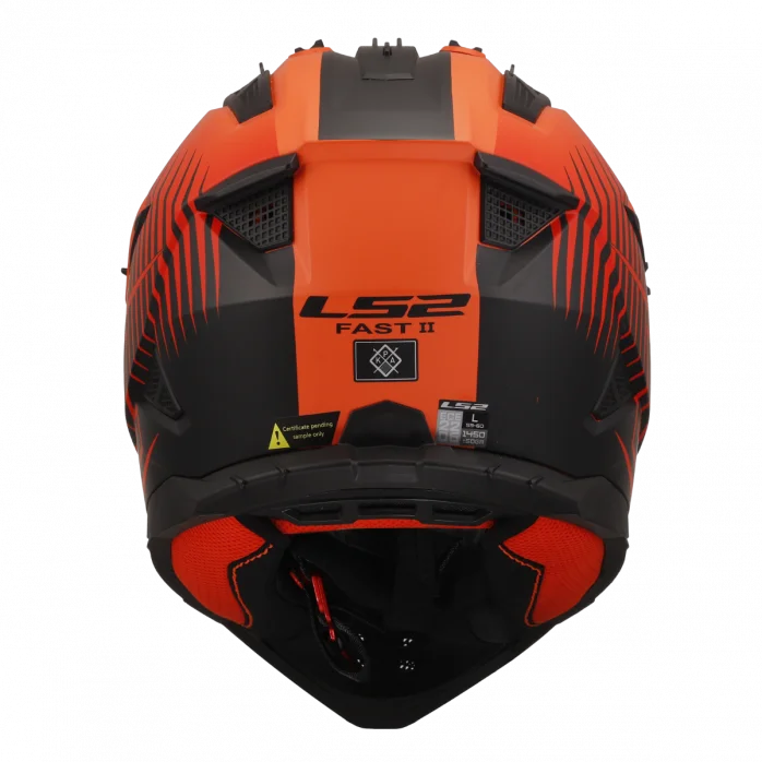 LS2 MX708 FAST II DUCK MH-V ORANGE RED šalmas S
