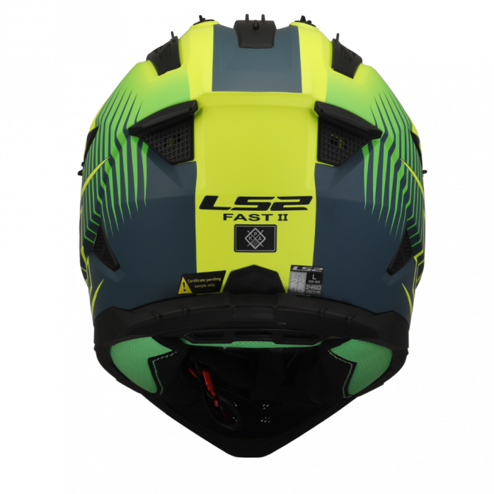 LS2 MX708 FAST II DUCK MH-V GREEN HV YELLOW  šalmas M