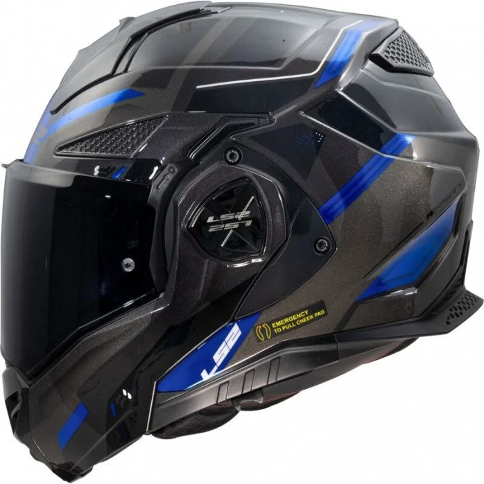 LS2 FF901 ADVANT X SPECTRUM BLACK TITAN.BLUE modulinis šalmas L