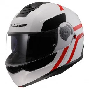 LS2 FF908 STROBE II AUTOX WHITE RED MODULINIS ŠALMAS 3XL