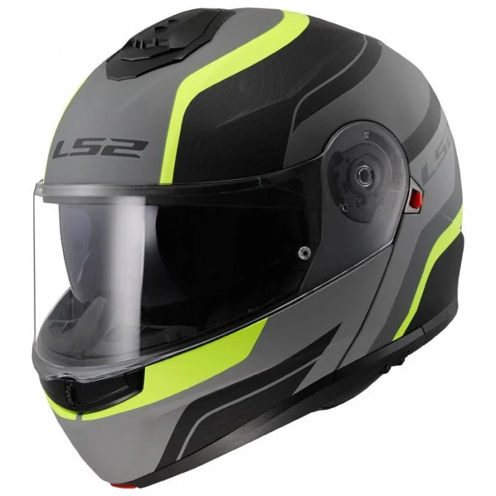 LS2 FF908 STROBE II MONZA M.BLACK H-V YELLOW MODULINIS ŠALMAS XXL