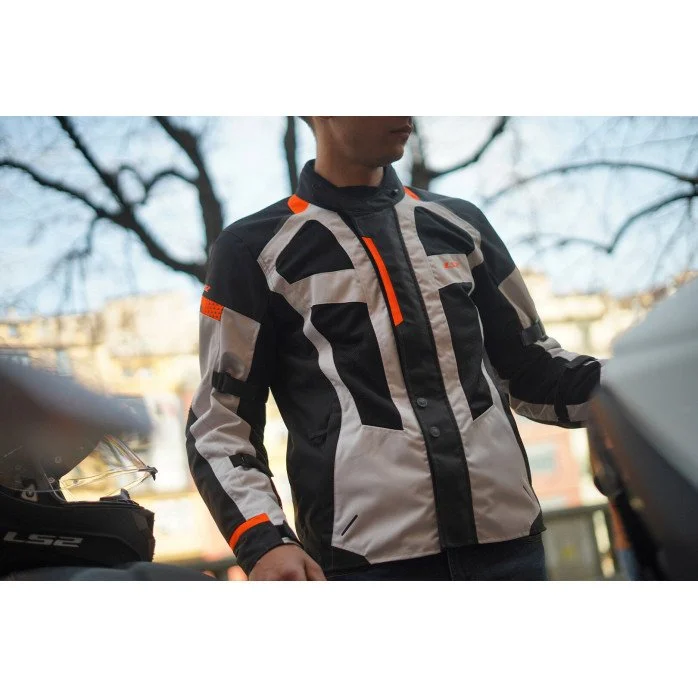 LS2 SCOUT vyriška motociklisto striukė - juoda/pilka/oranžinė XXL
