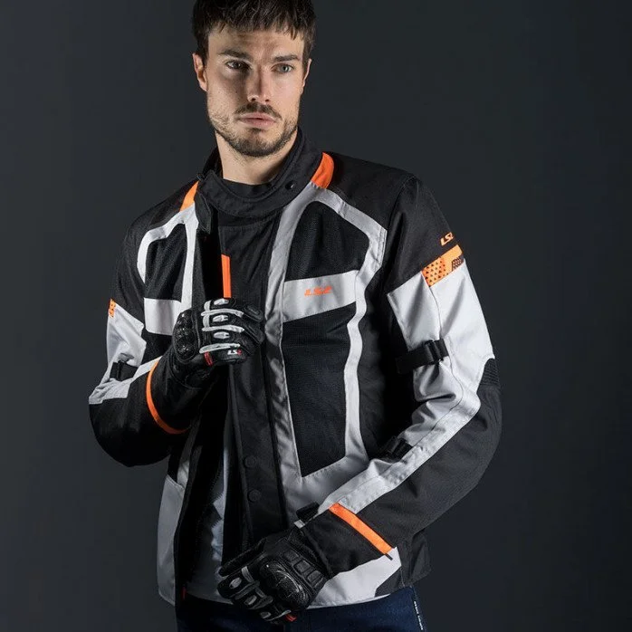 LS2 SCOUT vyriška motociklisto striukė - juoda/pilka/oranžinė XXL