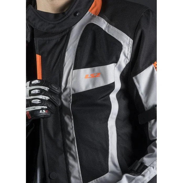 LS2 SCOUT vyriška motociklisto striukė - juoda/pilka/oranžinė XXL