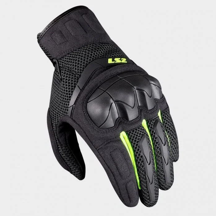 LS2 KUBRA ANTHRACITE plonos vasarinės vyriškos motociklisto pirštinės juoda/geltona L