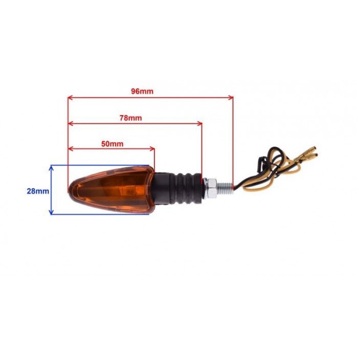Ovalus posūkio žibintas (oranžiniu stikliuku) 12V 10W M8 x 1.25 240mm