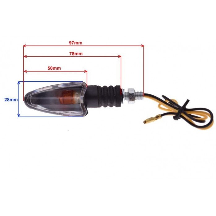 Ovalus posūkio žibintas (skaidriu stikliuku) 12V 10W M8 x 1.25 240mm