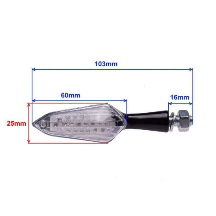 WM Posūkio žibintas BLACK CLEAR LENS, LED
