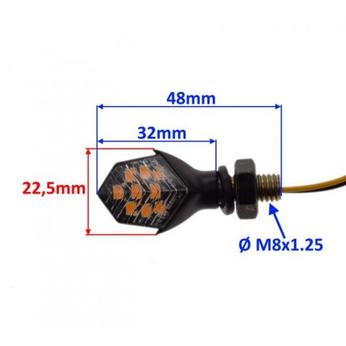 LED Mini posūkių žibintų komplektas M8 x 1.25 AM1459B