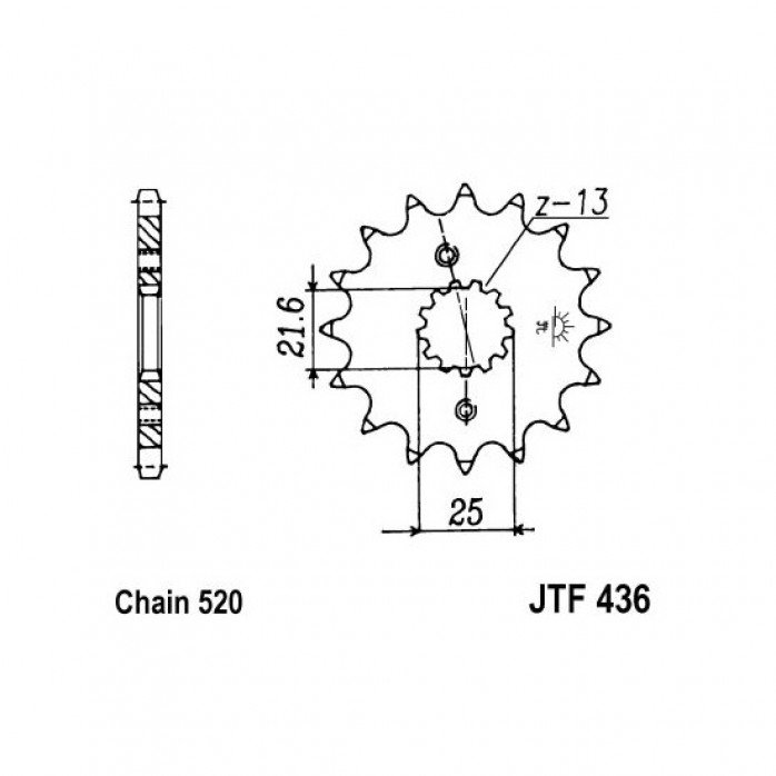 JT SPROCKETS Priekinė žvaigždutė 14T 520 APRILIA RS SUZUKI RG RGV 250 1983-2004