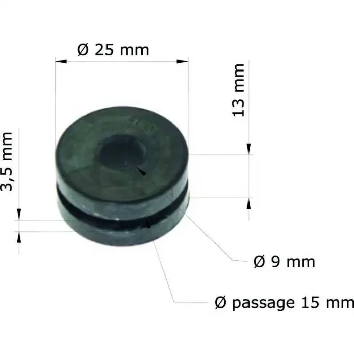 TOURMAX guminė plastikų tvirtinimo įvorė (gumelė) 9x25x13 HONDA CBR, CR, VT 80-1100 1983-2008 (1vnt)