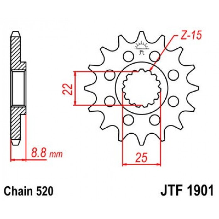 JT SPROCKETS Priekinė Žvaigždutė 11T  BETAMOTOR RR; HUSQVARNA FC, FE, FR, FS, TC, FX; KTM EXC, EXC-E, EXC-F, EXE, FREERIDE, MXC, RALLY 125-560 1990-2021