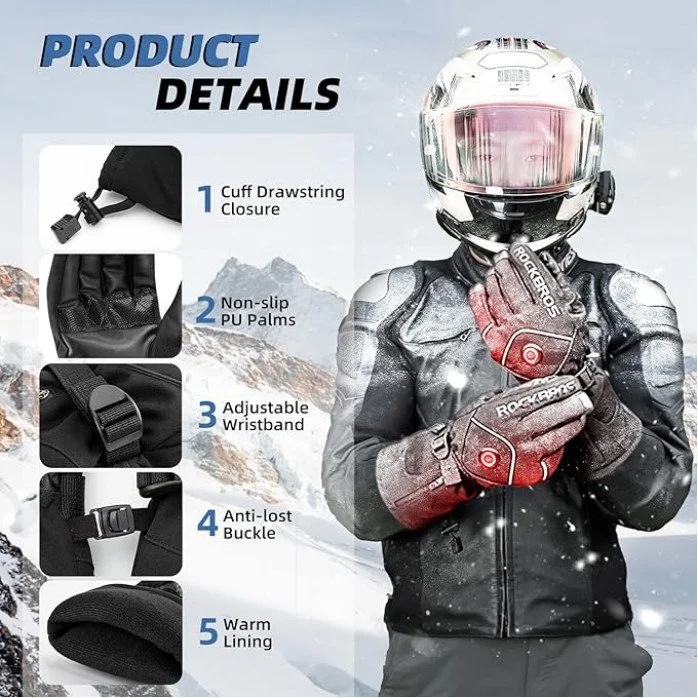Rockbros Heated šildomos pirštinės - juoda - L Rockbros Heated šildomos pirštinės - juoda - L