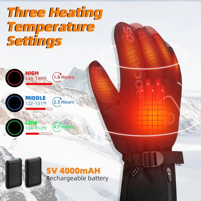Rockbros Heated šildomos pirštinės - juoda - L Rockbros Heated šildomos pirštinės - juoda - L