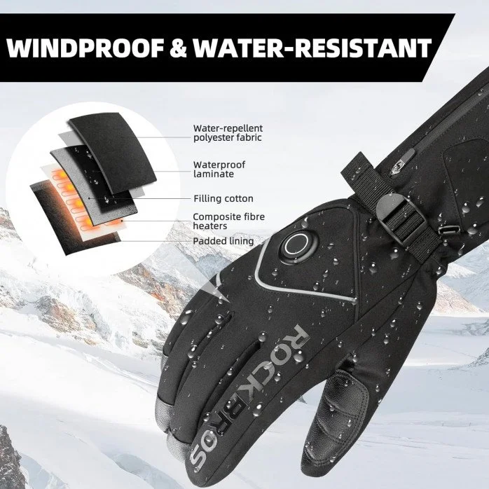 Rockbros Heated šildomos pirštinės - juoda - L Rockbros Heated šildomos pirštinės - juoda - L