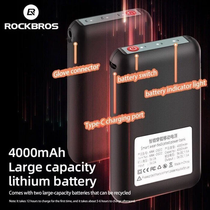 Rockbros Heated šildomos pirštinės - juoda - L Rockbros Heated šildomos pirštinės - juoda - L