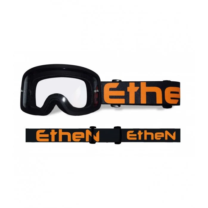 ETHEN MX6505 MASCHERA BIMBO VAIKIŠKI MOTOKROSINIAI AKINIAI JUODA ORANŽINIS LOGO