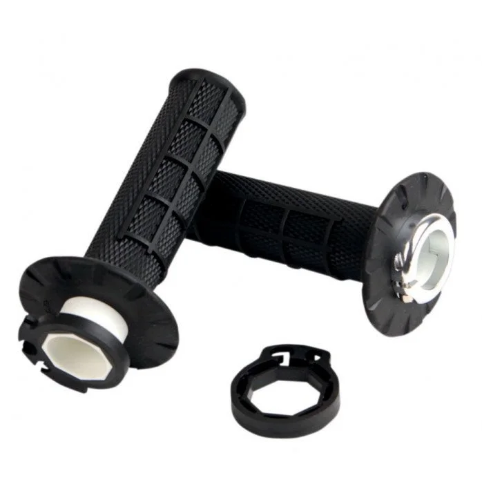 ODI Prisukamos JUODOS universalios Emig V2 Lock-On Rankenėlės su gazo įvore (KTM OEM)