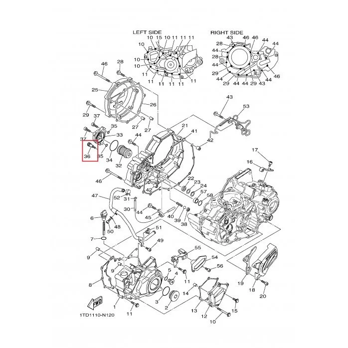 Tepalo filtro dangtelio varžtas YAMAHA YFZ450R 08-16