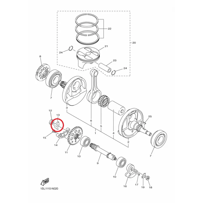 YAMAHA YZ450F 03-13 balansinio velenėlio veržlės fiksatorius