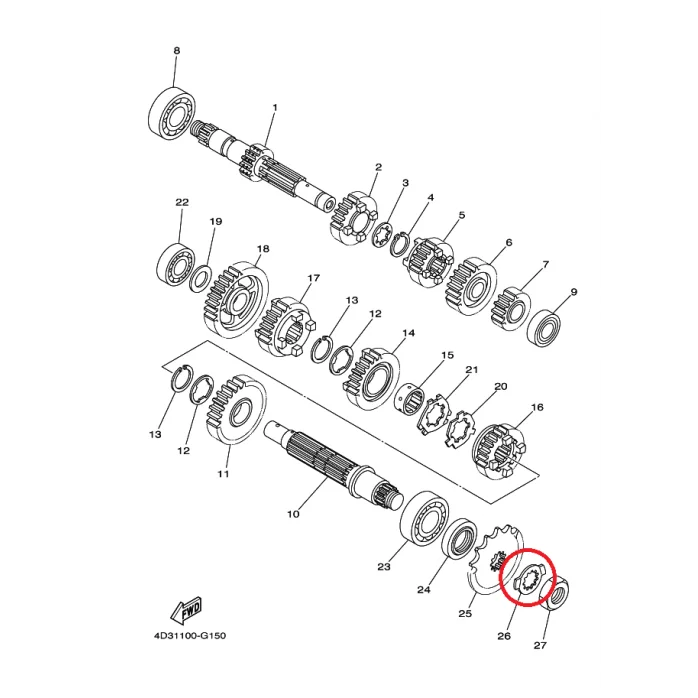 YAMAHA priekinės žvaigždės veržlės fiksatorius
